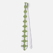 Sage Groen & Grote Witte Polka Dots Stropdas (Voorkant)