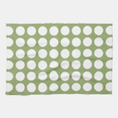 Sage Groen & Grote Witte Polka Dots Theedoek (Horizontaal)