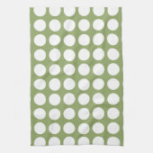Sage Groen & Grote Witte Polka Dots Theedoek (Verticaal)