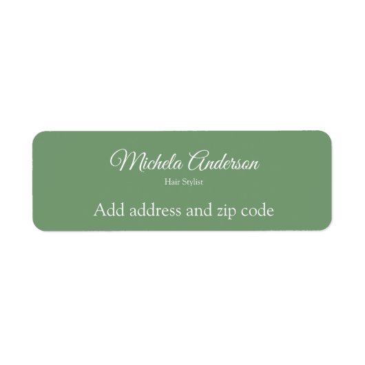 Sage groen haar stylist voeg adres postcode etiket (Voorkant)