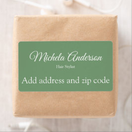 Sage groen haar stylist voeg adres postcode etiket