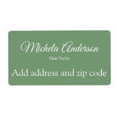 Sage groen haar stylist voeg adres postcode etiket (Voorkant)