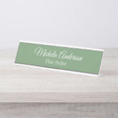 Sage groen haar stylist voeg naam contact website bureau naambordje (Voorkant)