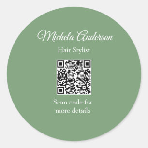 Sage groen haar stylist voeg naam contact website ronde sticker
