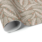 Sage Groen Hand-getrokken Kerstmis dennenboom blad Cadeaupapier (Rol Hoek)