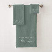 Sage Groen Handtekening Script Monogram Bad Handdoek (Insitu)