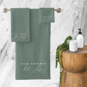 Sage Groen Handtekening Script Monogram Bad Handdoek