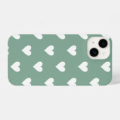Sage Groen Hart Patroon iPhone Hoesje (Achterkant horizontaal)