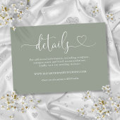 Sage Groen Hart Script Bruiloft Details Informatiekaartje