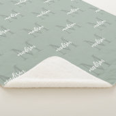 Sage Groen Herhalend Monogram Gepersonaliseerde Na Sherpa Deken (3/4)