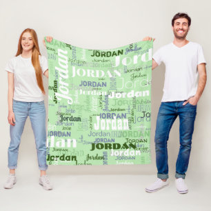 Sage Groen Herhalende Naam Patroon Modern Fleece Deken