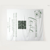 Sage Groen Huwelijk | Leg de Liefde QR Code vast Wandkleed (Voorkant (horizontaal))