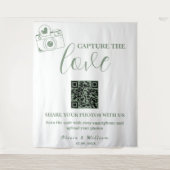 Sage Groen Huwelijk | Leg de Liefde QR Code vast Wandkleed (Voorkant)