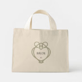 Sage Groen Iers Keltisch Zwaan Bruid Initialen Mini Tote Bag (Achterkant)
