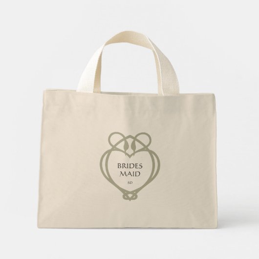 Sage Groen Iers Keltisch Zwaan Bruidsmeisje Initia Mini Tote Bag (Achterkant)