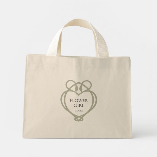 Sage Groen Iers Zwaan Liefdesknoop Bloemenmeisje N Mini Tote Bag (Achterkant)