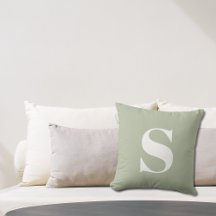 Sage Groen Initiaal Monogrammed Outdoor Kussen