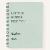 Sage groen inspirerend citaat schrijven notitieboek (Voorkant)