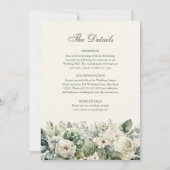 Sage Groen & Ivoor Bloemen Bruiloft Details Kaart (Voorkant)