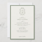 Sage Groen & Ivoor Bloemen Monogram Kreeft Trouwen Kaart (Voorkant)