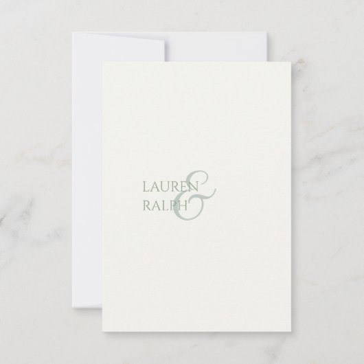Sage Groen & Ivoor Monogram Bruiloft RSVP (Achterkant)