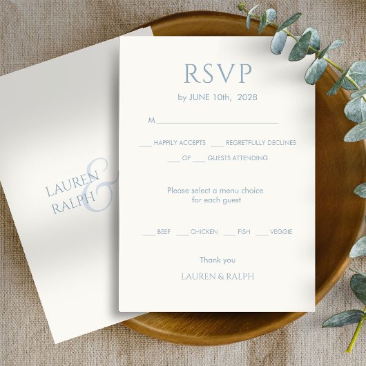 Sage Groen & Ivoor Monogram Bruiloft RSVP