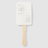 Sage Groen & Ivoor Monogram Huwelijksprogramma Handwaaier (Voorkant)