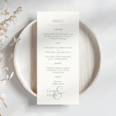 Sage Groen & Ivoor Monogrammed Bruiloft Menu