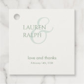 Sage Groen & Ivoor Paar Monogram Dank u Bedankjes Labels (Voorkant)