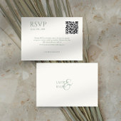 Sage Groen & Ivoor Paar Monogram QR Bruiloft RSVP Kaartje