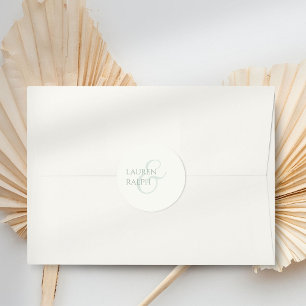 Sage Groen & Ivoor Script Bruiloft Ronde Sticker