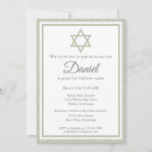 Sage Groen Joods Baby Naming Ceremony Brit Milah Kaart (Voorkant)