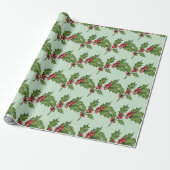 Sage Groen Kerstmis Mistletoe Patroon Cadeaupapier (Uitgerold)
