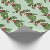Sage Groen Kerstmis Mistletoe Patroon Cadeaupapier (Hoek)
