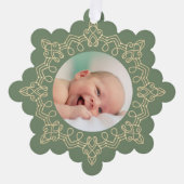 Sage Groen Kerstmis Nieuwe Baby Ornament Kaart (Voorkant)