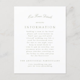 Sage Groen Klassiek Elegant Formele Bruiloft Informatiekaartje