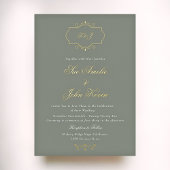 Sage Groen Klassiek Monogram Bruiloft Folie Uitnodiging