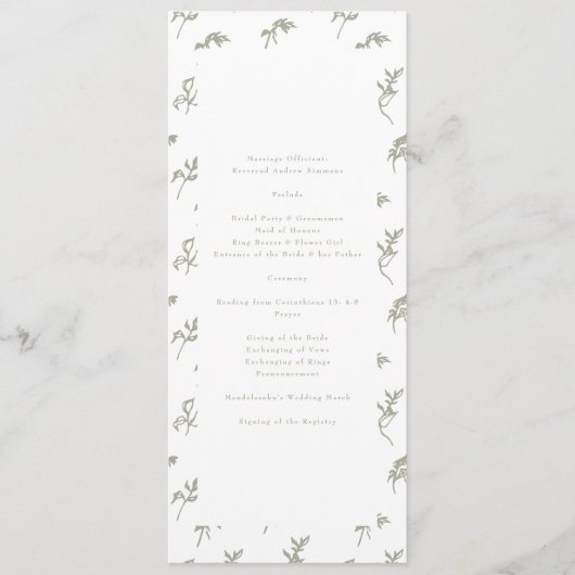 Sage Groen Klassiek Monogram Crest Bruiloft Programmakaart (Voorkant)