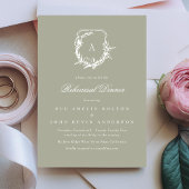 Sage Groen Klassiek Monogram Crest repetitie diner Kaart