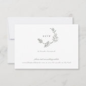 Sage Groen klassiek monogram QR CODE trouwkrans RSVP Kaartje (Voorkant)