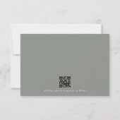 Sage Groen klassiek monogram QR CODE trouwkrans RSVP Kaartje (Achterkant)