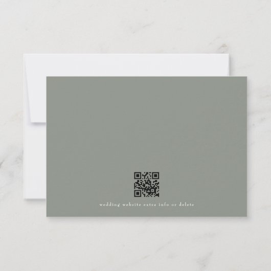 Sage Groen klassiek monogram QR CODE trouwkrans RSVP Kaartje (Achterkant)