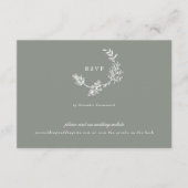 Sage Groen klassiek monogram QR CODE trouwkrans RSVP Kaartje (Voorkant)