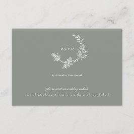 Sage Groen klassiek monogram QR CODE trouwkrans RSVP Kaartje