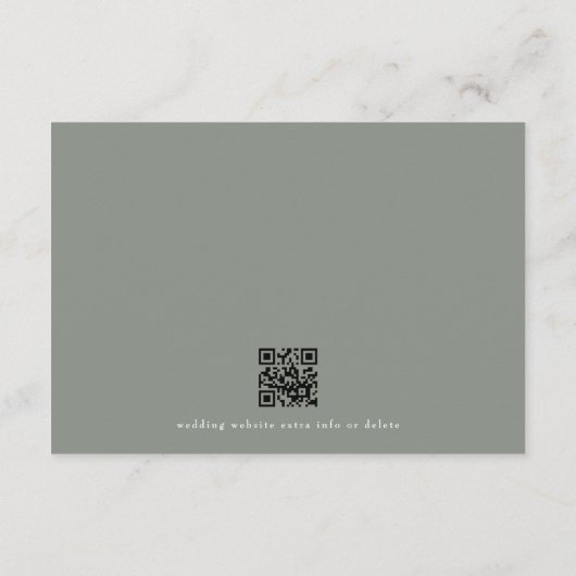 Sage Groen klassiek monogram QR CODE trouwkrans RSVP Kaartje (Achterkant)