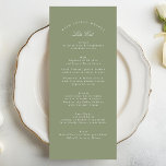 Sage Groen Klassieke Kalligrafie Formele Bruiloft Menu<br><div class="desc">Dit ontwerp maakt deel uit van een collectie; Neem contact met mij op als u hulp nodig hebt bij het vinden van passende design of producten; Ook verkrijgbaar in alternatieve kleuren</div>