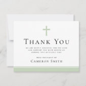 Sage groen kruis begrafenis sympathie dank u kaart (Voorkant)