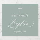 Sage Groen Kruis Doop Mousserende Wijnfles Lab Sparkling Wijnetiket (Enkel label)