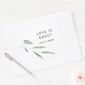 Sage groen liefde is lieve Sticker, bruiloft gunst Ronde Sticker (Envelop)