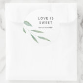 Sage groen liefde is lieve Sticker, bruiloft gunst Ronde Sticker (Tas)